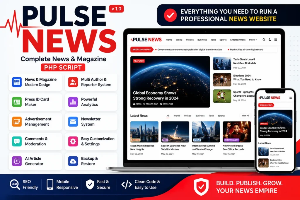 PULSE NEWS — Modern News & Magazine Php script