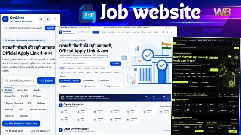 Sarkari Naukri Portal (GovLinks) — Complete Government Job Website Solution
